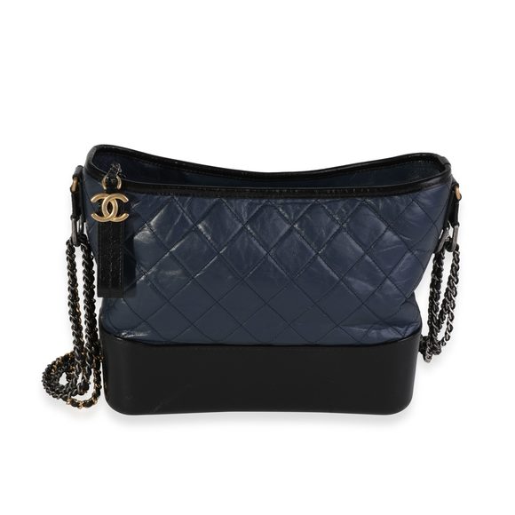 Chanel Navy & Black Aged Calfskin Quilted Medium Gabrielle Hobo - Picture 1 of 5